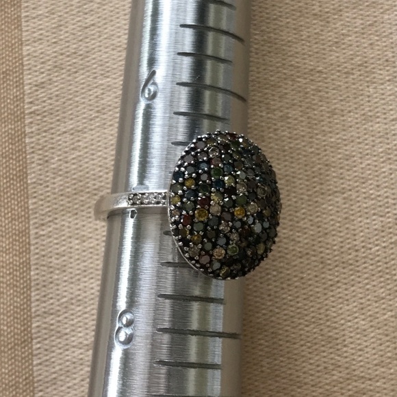 925 Sterling Silver Multi Color Moissanite Ring - Picture 6 of 8